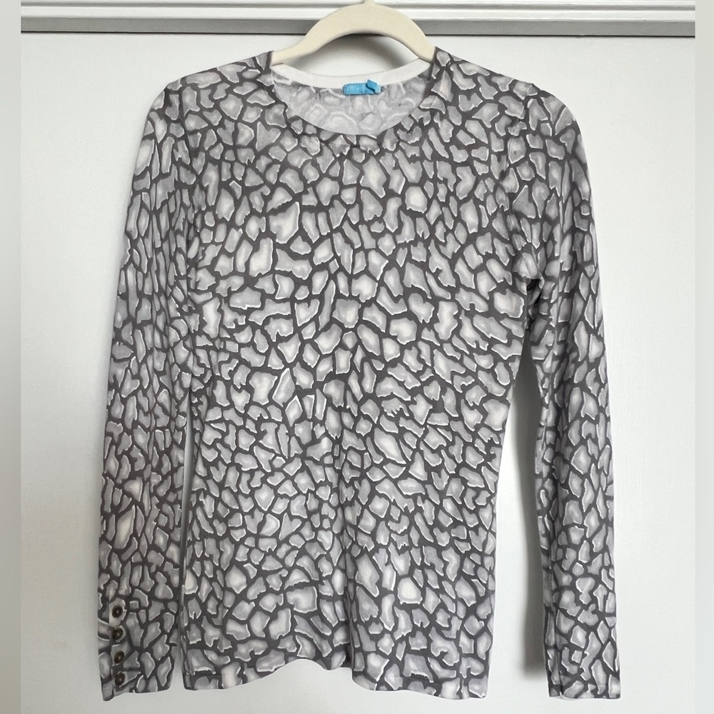 J. McLaughlin - Lenny Gray Animal Print Top- XS